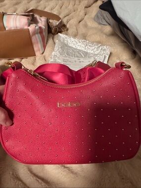 bebe Hot Pink Studded Shoulder Bag